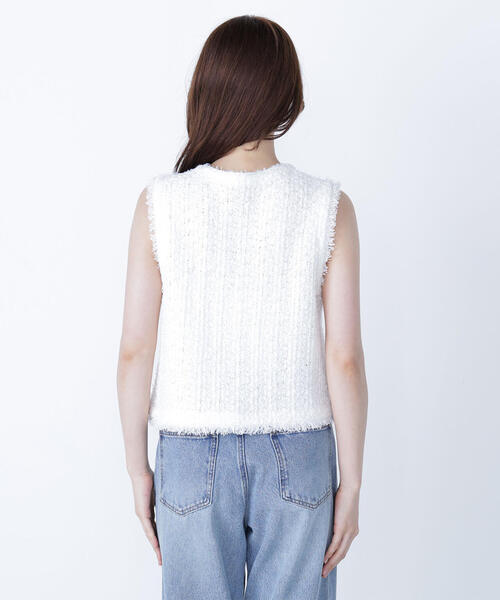 NATURAL BEAUTY BASIC（ナチュラルビューティーベーシック）の「◇ツイーディーニットジレ（カーディガン/ボレロ・レディース・ブラック系その他/オフホワイト/ネイビー・FREE）」の16枚目の写真