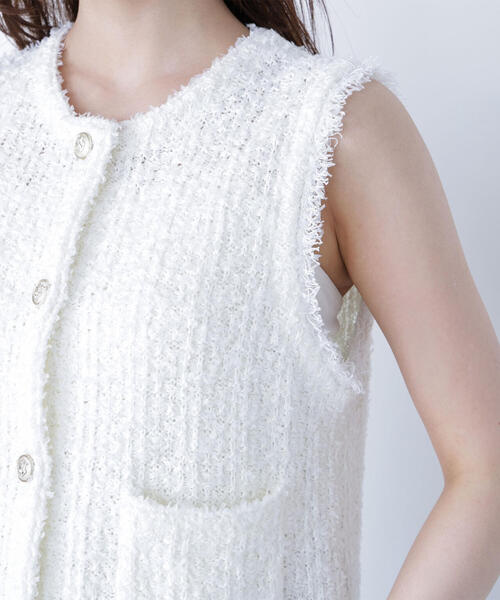 NATURAL BEAUTY BASIC（ナチュラルビューティーベーシック）の「◇ツイーディーニットジレ（カーディガン/ボレロ・レディース・ブラック系その他/オフホワイト/ネイビー・FREE）」の19枚目の写真