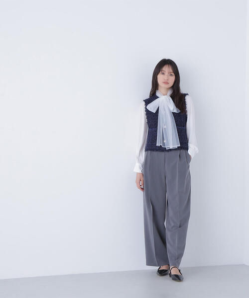 NATURAL BEAUTY BASIC（ナチュラルビューティーベーシック）の「◇ツイーディーニットジレ（カーディガン/ボレロ・レディース・ブラック系その他/オフホワイト/ネイビー・FREE）」の22枚目の写真