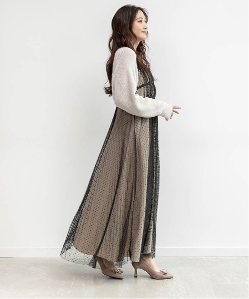 ビスチェデザインプリーツキャミワンピース（ワンピース）｜RANDA