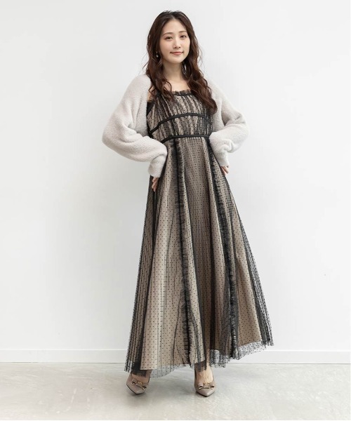 ビスチェデザインプリーツキャミワンピース（ワンピース）｜RANDA