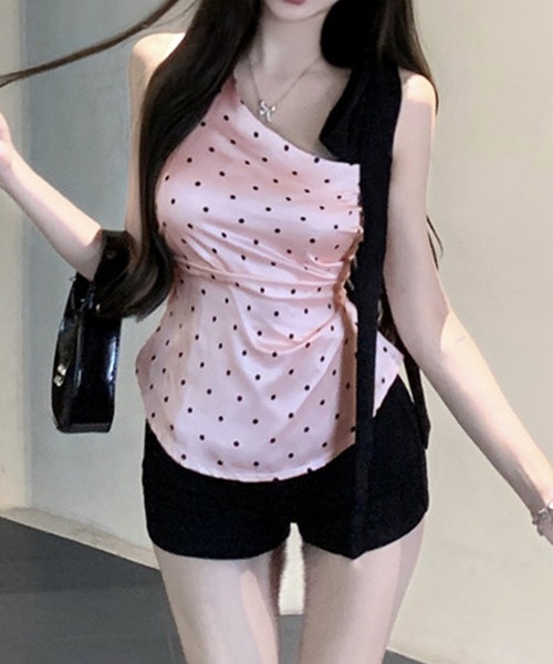 Nia(ニア)の「Nia(ニア)/ショルダーリボン ドット柄トップス(その他トップス・レディース・ピンク・SMALL/MEDIUM)」の4枚目の写真