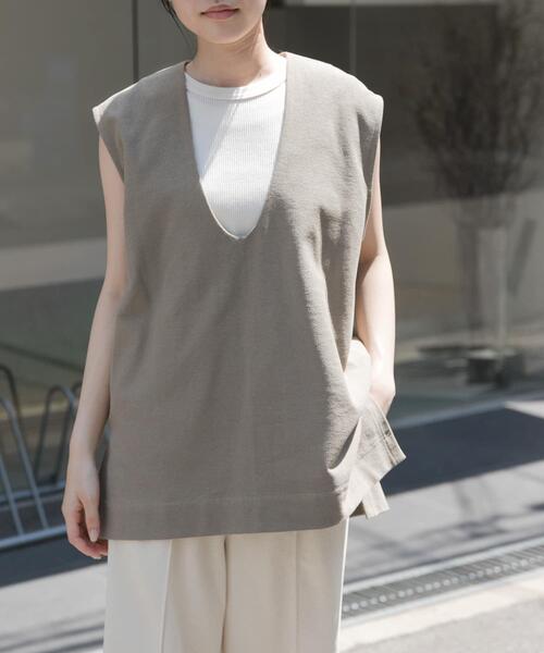 FORK&SPOON（フォークアンドスプーン）の「FORK&SPOON　ミニワッフルノースリーブTシャツ（Tシャツ/カットソー・レディース・オフホワイト/ブラック/イエロー系その他・1）」の10枚目の写真