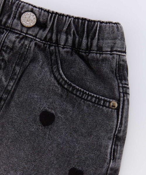 Ocean&Ground(オーシャン&グラウンド)の「ハート刺繍デニムミニスカート(デニムスカート・キッズ・ケミカルウォッシュ/ブラック・140/130/120/110/100/90)」の9枚目の写真