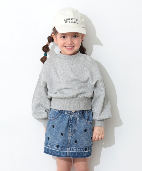 Ocean&Ground(オーシャン&グラウンド)の「ハート刺繍デニムミニスカート(デニムスカート・キッズ・ケミカルウォッシュ/ブラック・140/130/120/110/100/90)」の3枚目の写真