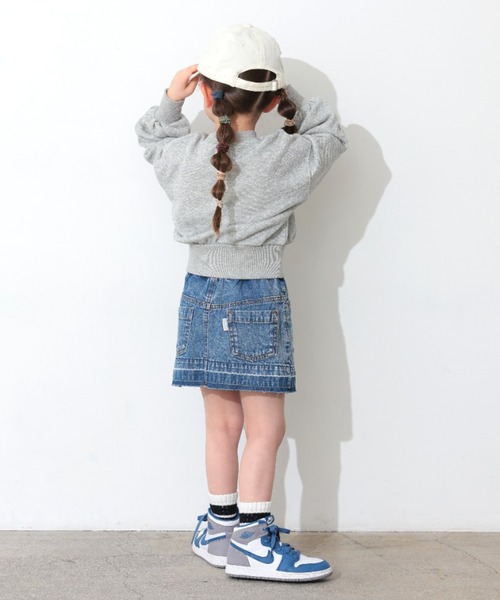 Ocean&Ground(オーシャン&グラウンド)の「ハート刺繍デニムミニスカート(デニムスカート・キッズ・ケミカルウォッシュ/ブラック・140/130/120/110/100/90)」の5枚目の写真