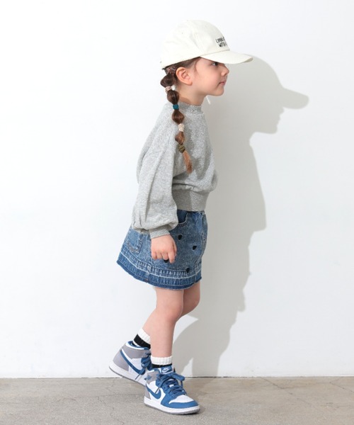 Ocean&Ground(オーシャン&グラウンド)の「ハート刺繍デニムミニスカート(デニムスカート・キッズ・ケミカルウォッシュ/ブラック・140/130/120/110/100/90)」の6枚目の写真