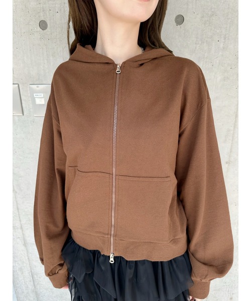 TREOVER(トレオーバー)の「【カラバリ6色展開】裏毛ジップパーカー 秋 冬(パーカー・レディース・ブラック/ブラウン/レッド/オートミール/杢グレー/チャコール・MEDIUM/LARGE)」の17枚目の写真