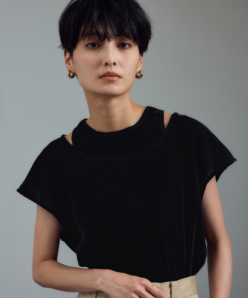G8660.61*ROPE ロペ☆カットソー☆プルオーバー☆2点セット☆L シアーベロアタッチクルーネックプルオーバー（Tシャツ