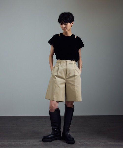SALON adam et rope'(サロン アダム エ ロペ)の「【WEB限定】マルチウェイベロアタッチレイヤードプルオーバー(Tシャツ/カットソー・レディース・ブラウン/オフホワイト/ブラック・FREE)」の6枚目の写真
