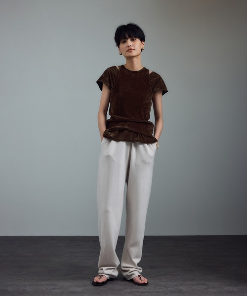 SALON adam et rope'(サロン アダム エ ロペ)の「【WEB限定】マルチウェイベロアタッチレイヤードプルオーバー(Tシャツ/カットソー・レディース・ブラウン/オフホワイト/ブラック・FREE)」の10枚目の写真