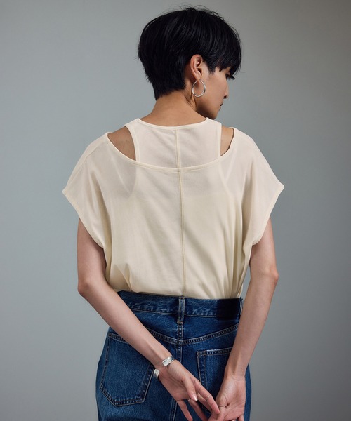 SALON adam et rope'(サロン アダム エ ロペ)の「【WEB限定】マルチウェイベロアタッチレイヤードプルオーバー(Tシャツ/カットソー・レディース・ブラウン/オフホワイト/ブラック・FREE)」の14枚目の写真