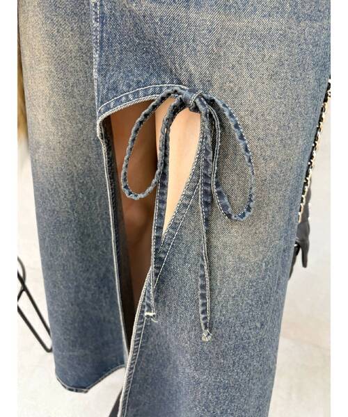 EVRIS（エヴリス）の「グラデーションスリットロングデニムスカート【セットアップ着用可能】（デニムスカート・レディース・インディゴブルー/ブラウン/ブルー・MEDIUM/SMALL）」の8枚目の写真