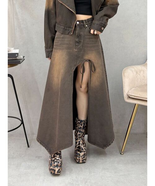 EVRIS（エヴリス）の「グラデーションスリットロングデニムスカート【セットアップ着用可能】（デニムスカート・レディース・インディゴブルー/ブラウン/ブルー・MEDIUM/SMALL）」の20枚目の写真