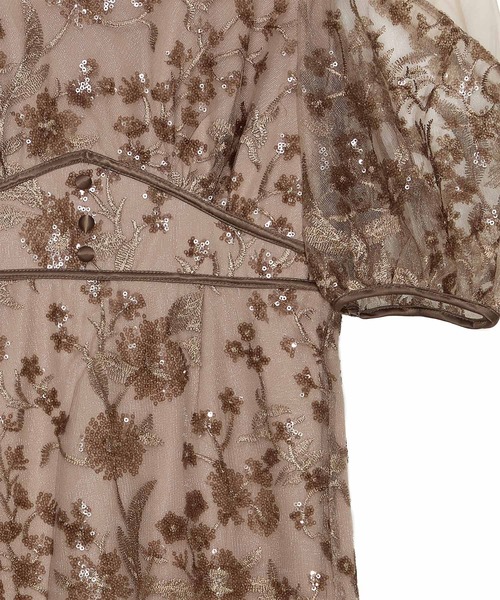 Leja フラワーディテールパフスリーブ ワンピースドレス結婚式二次会成人式 Leja（レジャ） ドレス 「LEJA」フラワーディテールパフスリーブI