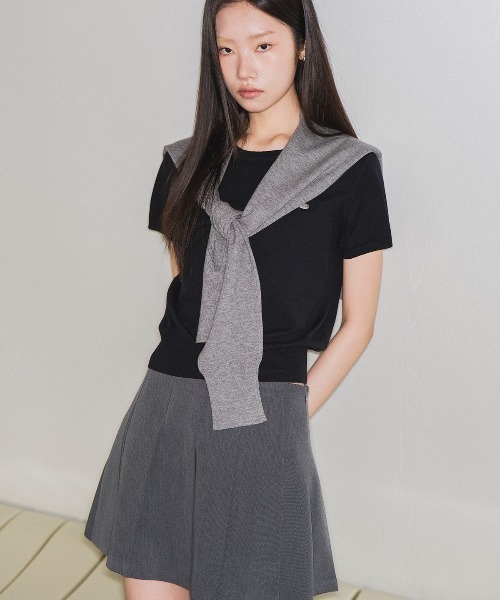 GENERAL IDEA（ジェネラルアイデア）の「GENERAL IDEA/ジェネラルアイディア tencel essential half pullover 半袖サマーニット（ニット/セーター・レディース・ブラック/ブルー/ピンク/ホワイト・S/M/L）」の2枚目の写真