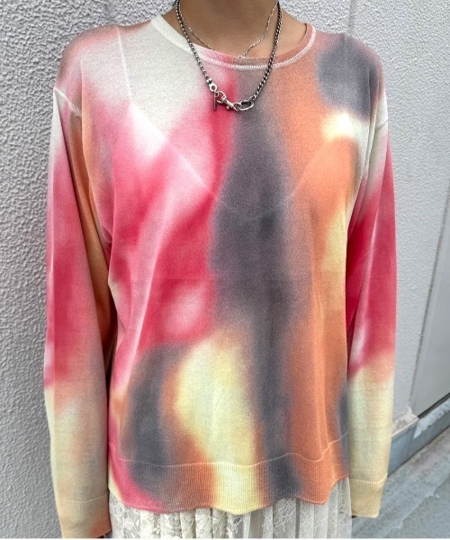 トップス DULL GRADATION PRINT KNIT TOP DULL GRADATION PRINT KNIT TOP