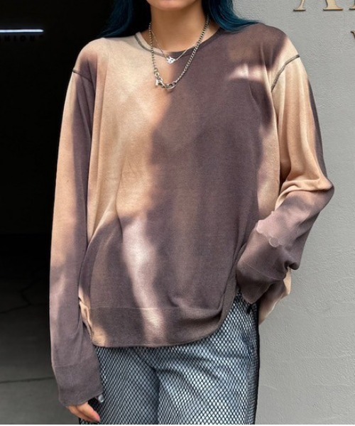 Ameri（アメリ）の「DULL GRADATION PRINT KNIT TOP（Tシャツ