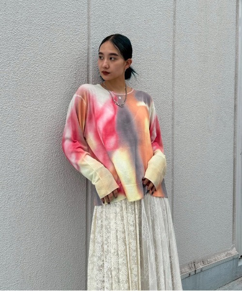 トップス DULL GRADATION PRINT KNIT TOP DULL GRADATION PRINT KNIT TOP