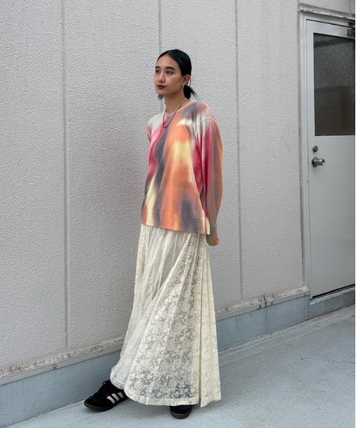 トップス DULL GRADATION PRINT KNIT TOP DULL GRADATION PRINT KNIT TOP