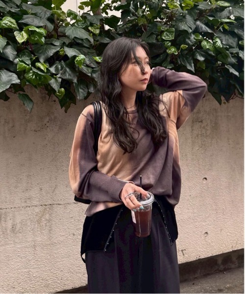 トップス DULL GRADATION PRINT KNIT TOP DULL GRADATION PRINT KNIT TOP