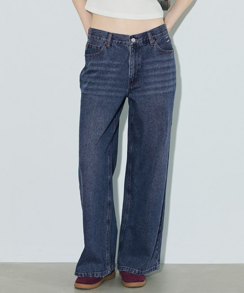 coca（coca）（コカ）の「ローライズワイドデニム（デニムパンツ・レディース・ブルー/ブラック・S/M/L）」の2枚目の写真