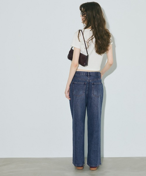 coca（coca）（コカ）の「ローライズワイドデニム（デニムパンツ・レディース・ブルー/ブラック・S/M/L）」の4枚目の写真