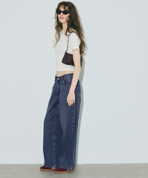 coca（coca）（コカ）の「ローライズワイドデニム（デニムパンツ・レディース・ブルー/ブラック・S/M/L）」の5枚目の写真