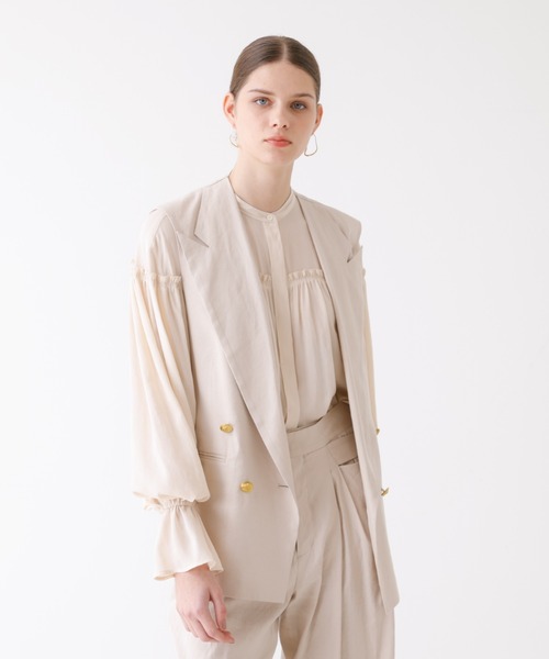 DESIGNWORKS（デザインワークス）の「ギャザーブラウス（シャツ/ブラウス・レディース・アイボリー/ピンク・38）」の8枚目の写真