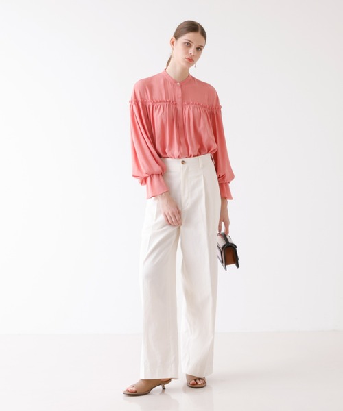 DESIGNWORKS（デザインワークス）の「ギャザーブラウス（シャツ/ブラウス・レディース・アイボリー/ピンク・38）」の9枚目の写真