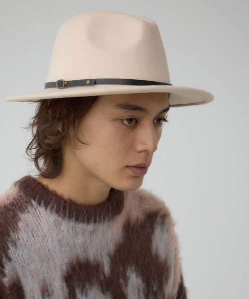 AZUL by moussy(アズールバイマウジー)の「フェルトハット(ハット・メンズ・ベージュ/ブラック・FREE)」の2枚目の写真