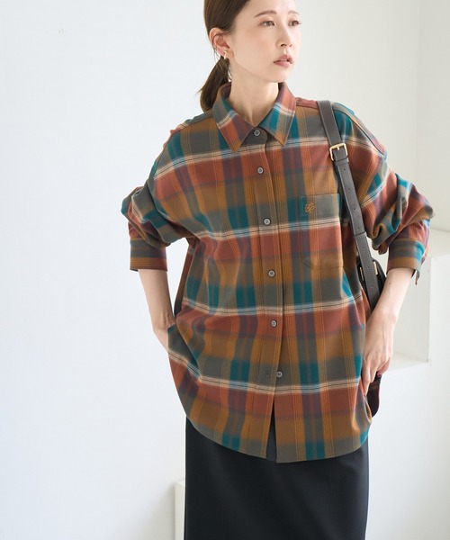 ROPE' PICNIC（ロペピクニック）の「チェックネルシャツ/リンクコーデ（シャツ/ブラウス・レディース・チャコールグレー/ブルー/オレンジ/ベージュ・FREE）」の22枚目の写真