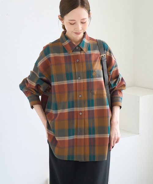 ROPE' PICNIC（ロペピクニック）の「チェックネルシャツ/リンクコーデ（シャツ/ブラウス・レディース・チャコールグレー/ブルー/オレンジ/ベージュ・FREE）」の21枚目の写真