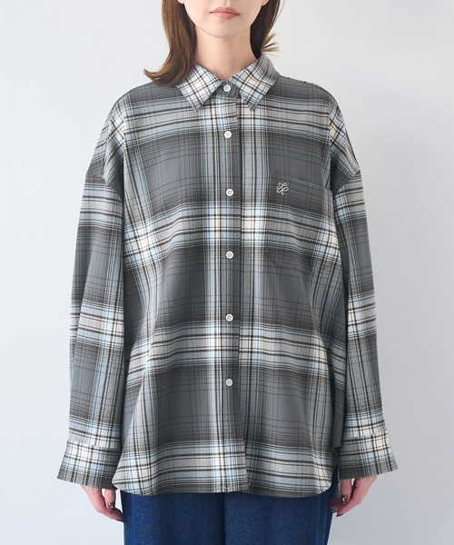 ROPE' PICNIC（ロペピクニック）の「チェックネルシャツ/リンクコーデ（シャツ/ブラウス・レディース・チャコールグレー/ブルー/オレンジ/ベージュ・FREE）」の19枚目の写真
