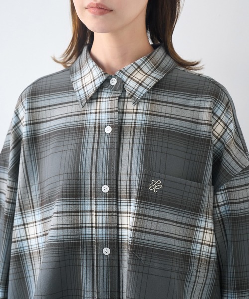 ROPE' PICNIC（ロペピクニック）の「チェックネルシャツ/リンクコーデ（シャツ/ブラウス・レディース・チャコールグレー/ブルー/オレンジ/ベージュ・FREE）」の16枚目の写真