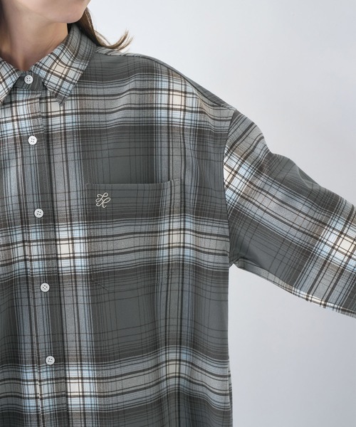 ROPE' PICNIC（ロペピクニック）の「チェックネルシャツ/リンクコーデ（シャツ/ブラウス・レディース・チャコールグレー/ブルー/オレンジ/ベージュ・FREE）」の14枚目の写真