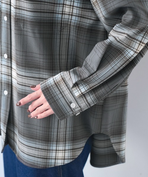 ROPE' PICNIC（ロペピクニック）の「チェックネルシャツ/リンクコーデ（シャツ/ブラウス・レディース・チャコールグレー/ブルー/オレンジ/ベージュ・FREE）」の13枚目の写真