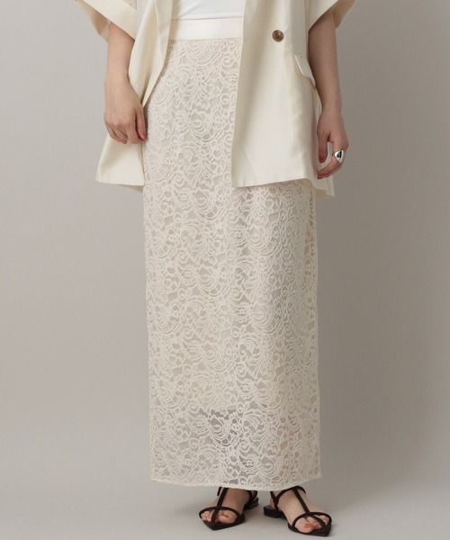 A part by(アパートバイ)の「キモウレースタイトスカート(スカート・レディース・ブラウン/アイボリー・FREE)」の1枚目の写真