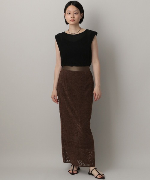 A part by(アパートバイ)の「キモウレースタイトスカート(スカート・レディース・ブラウン/アイボリー・FREE)」の3枚目の写真