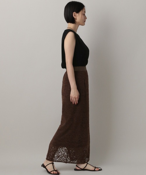 A part by(アパートバイ)の「キモウレースタイトスカート(スカート・レディース・ブラウン/アイボリー・FREE)」の5枚目の写真
