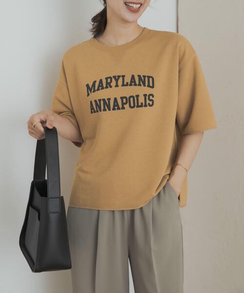 URBAN RESEARCH DOORS（アーバンリサーチドアーズ）の「速乾裏毛ロゴプルオーバー（Tシャツ/カットソー・レディース・オフホワイト/チャコールグレー/キャメル・MEDIUM）」の3枚目の写真
