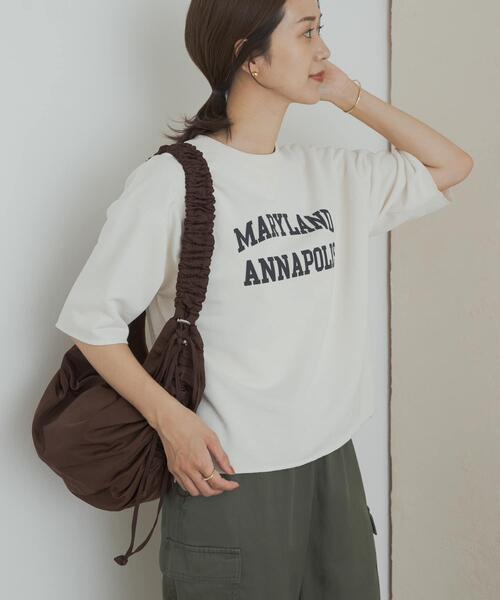 URBAN RESEARCH DOORS（アーバンリサーチドアーズ）の「速乾裏毛ロゴプルオーバー（Tシャツ/カットソー・レディース・オフホワイト/チャコールグレー/キャメル・MEDIUM）」の7枚目の写真