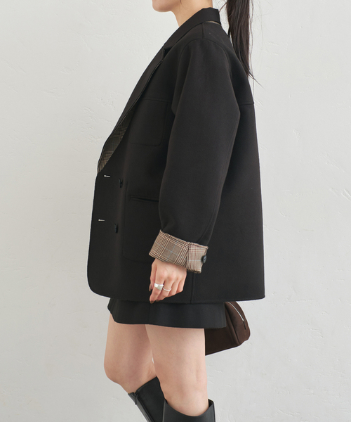 U by SPICK&SPAN（ユーバイスピックアンドスパン）の「リバーシブルオーバーダブルジャケット（その他アウター・レディース・キャメル/ブラック・36/38）」の10枚目の写真