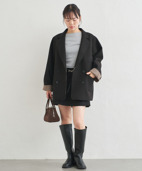 U by SPICK&SPAN（ユーバイスピックアンドスパン）の「リバーシブルオーバーダブルジャケット（その他アウター・レディース・キャメル/ブラック・36/38）」の14枚目の写真