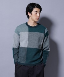 NANO universe | ブロックチェッククルーネックニット(ニット/セーター)