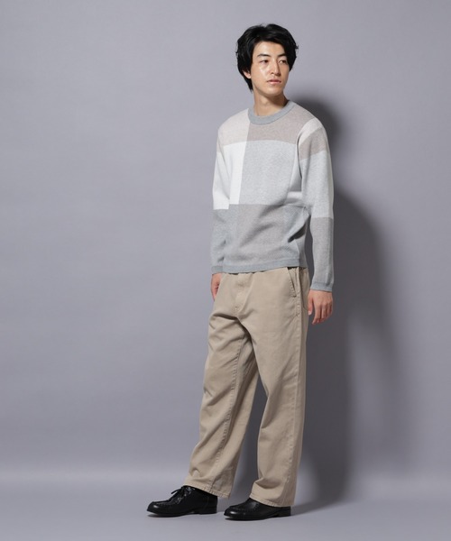 NANO universe（ナノユニバース）の「ブロックチェッククルーネックニット（ニット/セーター・メンズ・ブラック/ダークブルー/ライトグレー/グリーン・S/XL/L/M）」の22枚目の写真