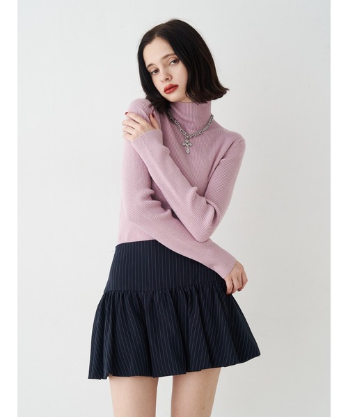 セール】ベーシックカラーハイネックニット タートルネック（ニット