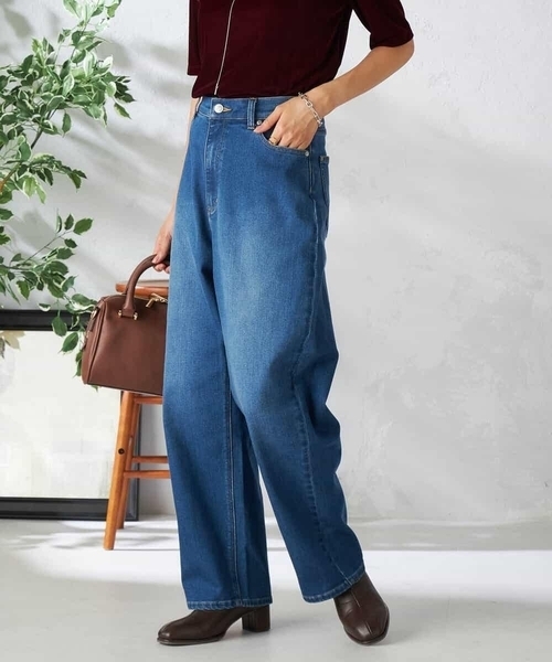 a.v.v(アーヴェヴェ)の「ストレッチカーヴィーデニムパンツ(デニムパンツ・レディース・チャコールグレー/ブルー・38/36)」の3枚目の写真