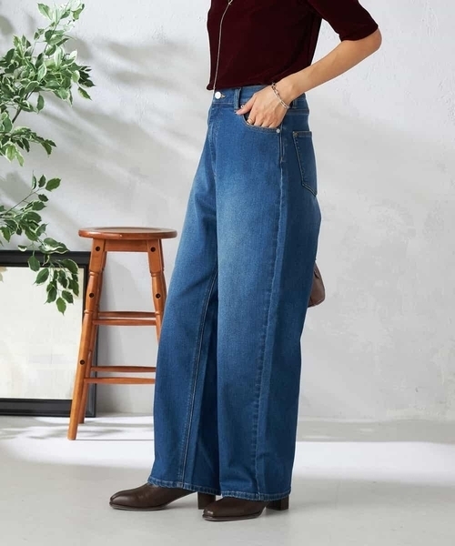 a.v.v(アーヴェヴェ)の「ストレッチカーヴィーデニムパンツ(デニムパンツ・レディース・チャコールグレー/ブルー・38/36)」の4枚目の写真