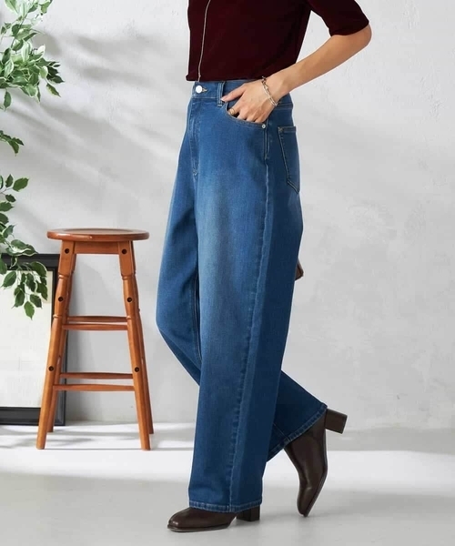 a.v.v(アーヴェヴェ)の「ストレッチカーヴィーデニムパンツ(デニムパンツ・レディース・チャコールグレー/ブルー・38/36)」の5枚目の写真